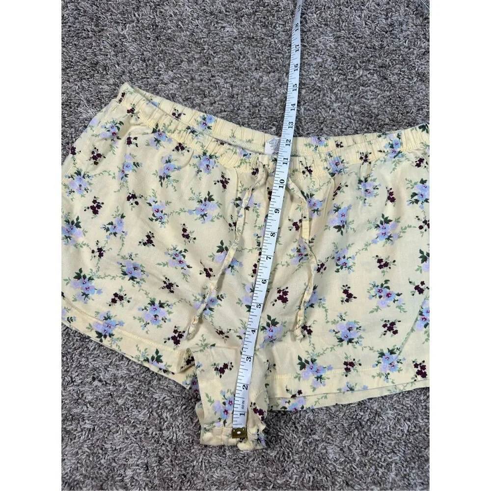 vintage y2k american eagle pj loungewear shorts yellow floral cotton S coquette